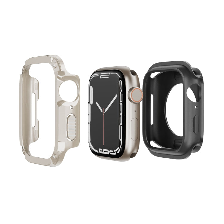 Custodia per orologio per armatura in TPU ibrida per PC 2 in 1, For Apple Watch Series 9 / 8 / 7 45mm, For Apple Watch Series 9 / 8 / 7 41mm