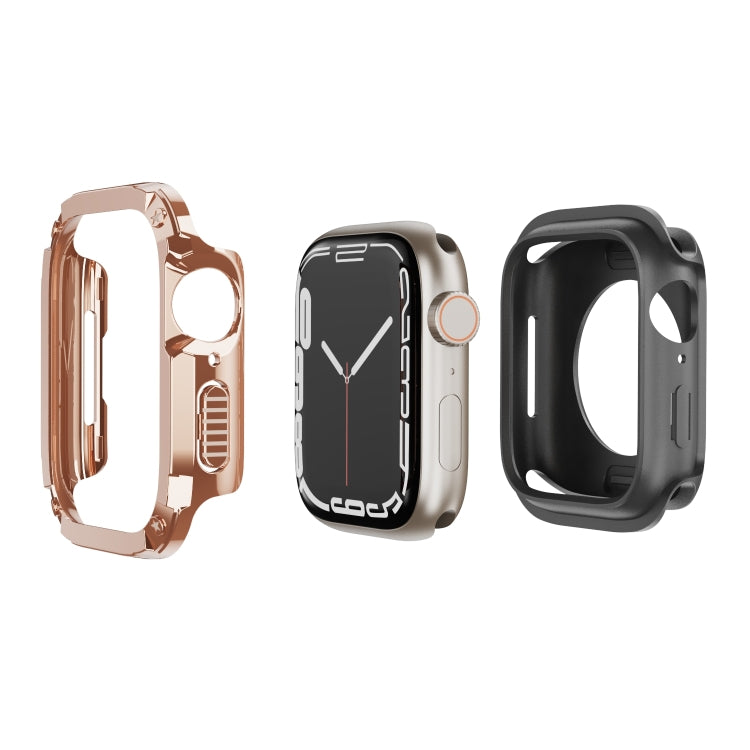Custodia per orologio per armatura in TPU ibrida per PC 2 in 1, For Apple Watch Series 6 / 5 / 4 / SE 44mm, For Apple Watch Series 6 / 5 / 4 / SE 40mm, For Apple Watch Ultra 3 / 2 / 1 49mm