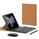 Custodia in pelle per tastiera Bluetooth con regolazione dell'ingranaggio GKK con penna + tastiera + mouse + custodia, For Samsung Galaxy Z Fold5