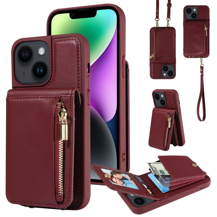 Custodia portafoglio in pelle con cerniera per iPhone
