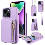 Custodia portafoglio in pelle con cerniera per iPhone