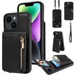 Custodia portafoglio in pelle con cerniera per iPhone