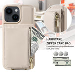 Custodia portafoglio in pelle con cerniera per iPhone