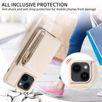 Custodia portafoglio in pelle con cerniera per iPhone
