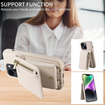 Custodia portafoglio in pelle con cerniera per iPhone