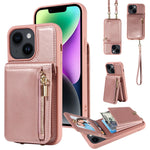 Custodia portafoglio in pelle con cerniera per iPhone