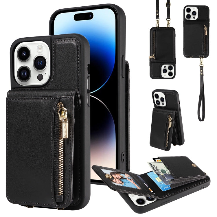 Custodia portafoglio in pelle con cerniera per iPhone