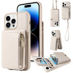 Custodia portafoglio in pelle con cerniera per iPhone