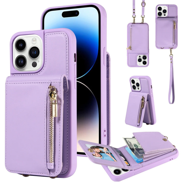 Custodia portafoglio in pelle con cerniera per iPhone