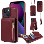 Custodia portafoglio in pelle con cerniera per iPhone