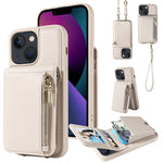 Custodia portafoglio in pelle con cerniera per iPhone