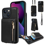 Custodia portafoglio in pelle con cerniera per iPhone
