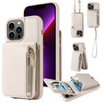 Custodia portafoglio in pelle con cerniera per iPhone