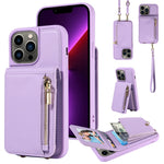 Custodia portafoglio in pelle con cerniera per iPhone