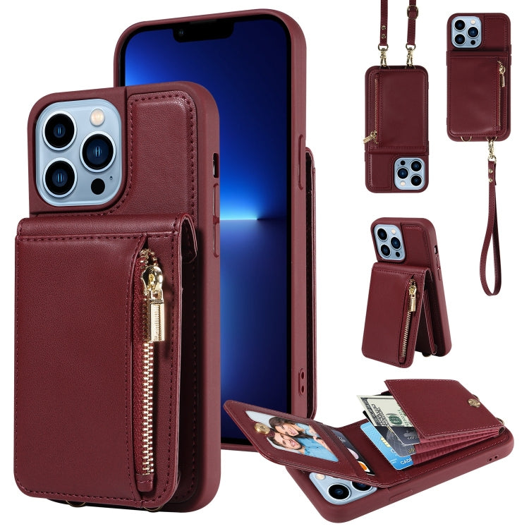 Custodia portafoglio in pelle con cerniera per iPhone