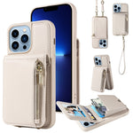 Custodia portafoglio in pelle con cerniera per iPhone