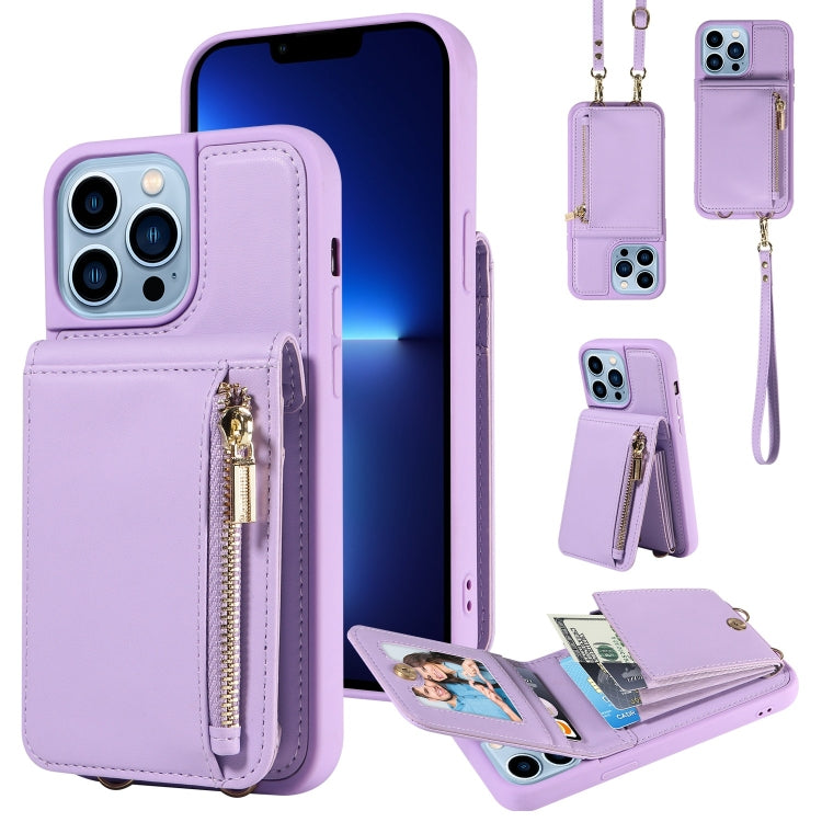 Custodia portafoglio in pelle con cerniera per iPhone