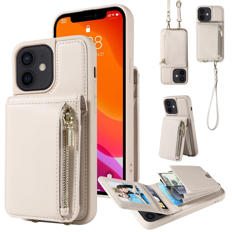 Custodia per telefono in pelle con portafoglio con cerniera e cordino a tracolla, For iPhone 12 / 12 Pro, For iPhone 12 Pro Max, For iPhone 11 Pro Max, For iPhone 11