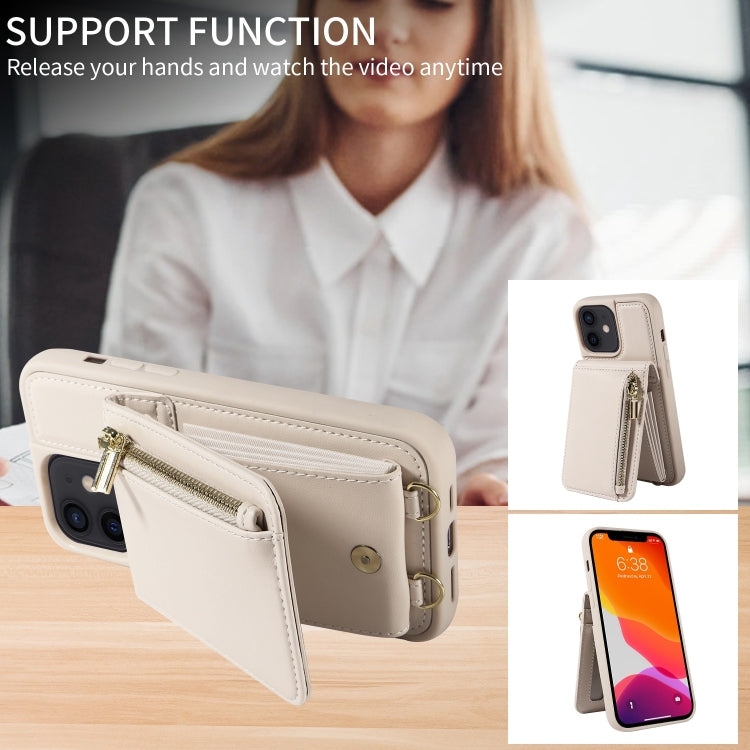 Custodia per telefono in pelle con portafoglio con cerniera e cordino a tracolla, For iPhone 12 / 12 Pro, For iPhone 12 Pro Max, For iPhone 11 Pro Max, For iPhone 11