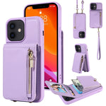 Custodia per telefono in pelle con portafoglio con cerniera e cordino a tracolla, For iPhone 12 / 12 Pro, For iPhone 12 Pro Max, For iPhone 11 Pro Max, For iPhone 11