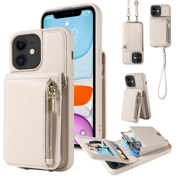 Custodia per telefono in pelle con portafoglio con cerniera e cordino a tracolla, For iPhone 12 / 12 Pro, For iPhone 12 Pro Max, For iPhone 11 Pro Max, For iPhone 11
