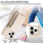 Custodia per telefono in pelle con portafoglio con cerniera e cordino a tracolla, For iPhone 11 Pro, For iPhone X / XS, For iPhone XR, For iPhone XS Max