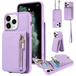 Custodia per telefono in pelle con portafoglio con cerniera e cordino a tracolla, For iPhone 11 Pro, For iPhone X / XS, For iPhone XR, For iPhone XS Max