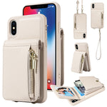 Custodia per telefono in pelle con portafoglio con cerniera e cordino a tracolla, For iPhone 11 Pro, For iPhone X / XS, For iPhone XR, For iPhone XS Max