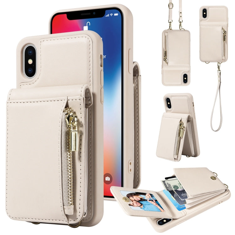 Custodia per telefono in pelle con portafoglio con cerniera e cordino a tracolla, For iPhone 11 Pro, For iPhone X / XS, For iPhone XR, For iPhone XS Max