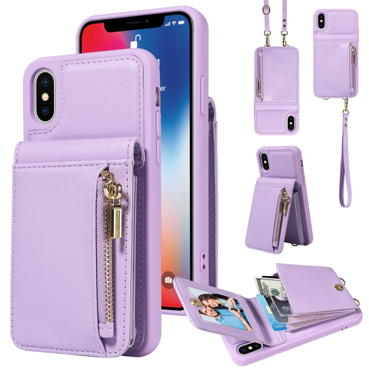 Custodia per telefono in pelle con portafoglio con cerniera e cordino a tracolla, For iPhone 11 Pro, For iPhone X / XS, For iPhone XR, For iPhone XS Max