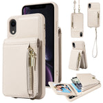Custodia per telefono in pelle con portafoglio con cerniera e cordino a tracolla, For iPhone 11 Pro, For iPhone X / XS, For iPhone XR, For iPhone XS Max