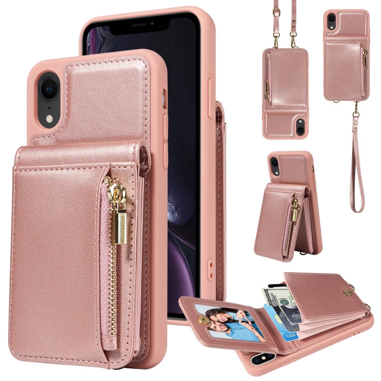 Custodia per telefono in pelle con portafoglio con cerniera e cordino a tracolla, For iPhone 11 Pro, For iPhone X / XS, For iPhone XR, For iPhone XS Max