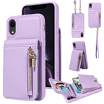 Custodia per telefono in pelle con portafoglio con cerniera e cordino a tracolla, For iPhone 11 Pro, For iPhone X / XS, For iPhone XR, For iPhone XS Max