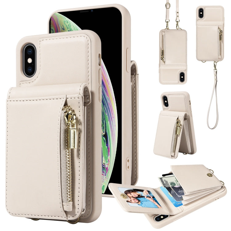 Custodia per telefono in pelle con portafoglio con cerniera e cordino a tracolla, For iPhone 11 Pro, For iPhone X / XS, For iPhone XR, For iPhone XS Max