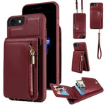 Custodia portafoglio in pelle con cerniera per iPhone