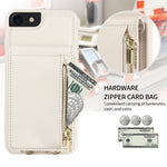 Custodia portafoglio in pelle con cerniera per iPhone