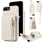 Custodia portafoglio in pelle con cerniera per iPhone