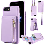 Custodia portafoglio in pelle con cerniera per iPhone