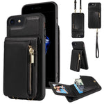 Custodia portafoglio in pelle con cerniera per iPhone