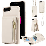 Custodia portafoglio in pelle con cerniera per iPhone 7 Plus e 8