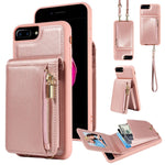 Custodia portafoglio in pelle con cerniera per iPhone 7 Plus e 8
