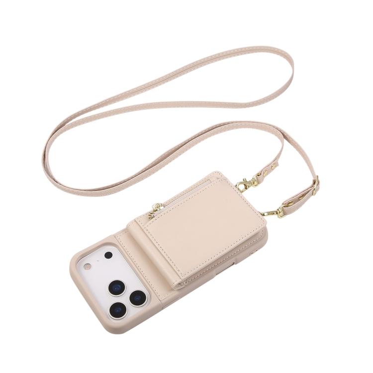 Custodia per telefono in pelle con portafoglio con cerniera e cordino a tracolla, For iPhone 16 Pro Max, For iPhone 16 Pro, For iPhone 16 Plus, For iPhone 16