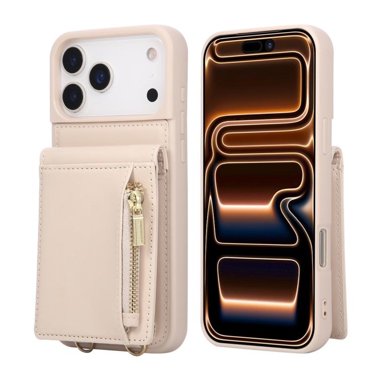 Custodia per telefono in pelle con portafoglio con cerniera e cordino a tracolla, For iPhone 16 Pro Max, For iPhone 16 Pro, For iPhone 16 Plus, For iPhone 16