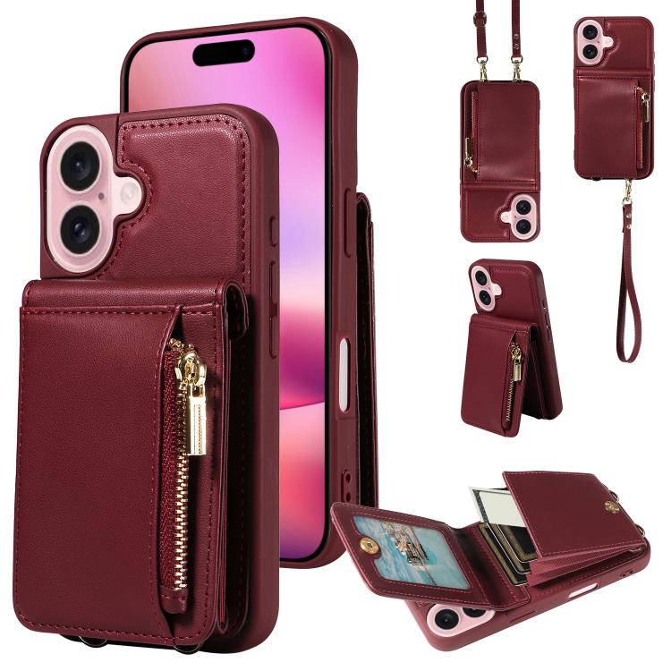 Custodia portafoglio in pelle per iPhone 16