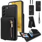 Custodia portafoglio in pelle TPU con cerniera per Samsung