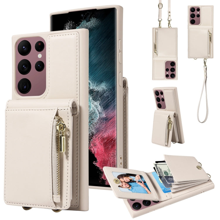 Custodia portafoglio in pelle TPU con cerniera per Samsung