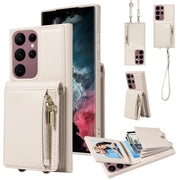 Custodia portafoglio in pelle TPU con cerniera per Samsung
