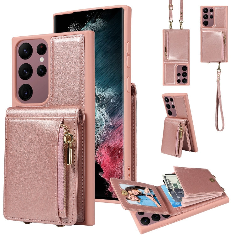 Custodia portafoglio in pelle TPU con cerniera per Samsung
