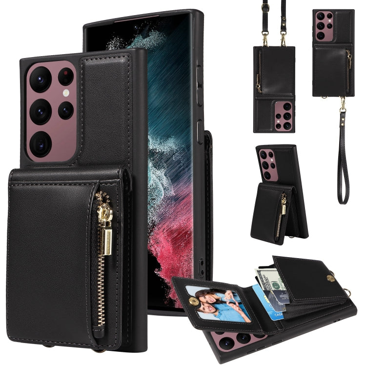 Custodia portafoglio in pelle TPU con cerniera per Samsung