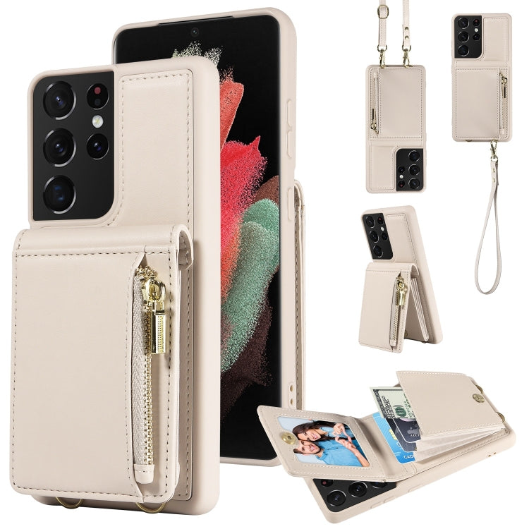 Custodia portafoglio in pelle TPU con cordino per Galaxy S21 Ultr